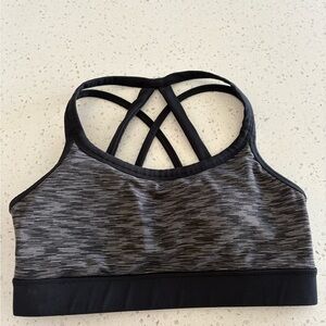 GAIAM Black and Gray Strappy Sports Bra